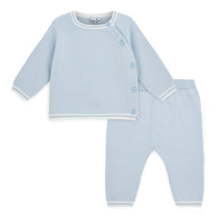 MITCH & SON Mini The Zion set includes a soft knit top with button detailing and matching trousers. A cosy outfit ideal for any occasion. Sky Blue