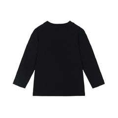Moschino long sleeve top for young kids. Made from soft cotton jersey. Featuring the Moschino logo print on the front, ribbed neckline. Black