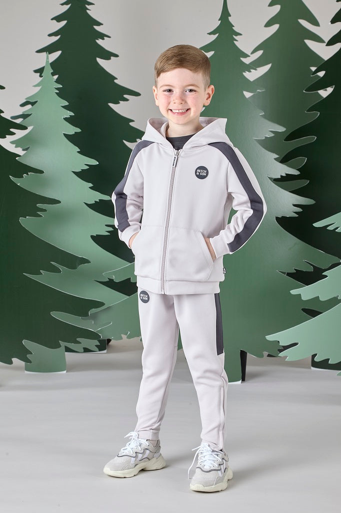 MITCH & SON Boys Poly Zipper Tracksuit Stone Grey MITCH & SON Boys Poly Zipper Tracksuit Stone Grey