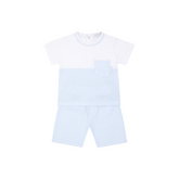 The Pastels & Co Henry set combines a pale blue t-shirt and shorts in one coordinated outfit. Perfect for baby boys comfort and style.