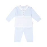 An elegant pale blue leisure set for baby boys by Pastels & Co, combining comfort with timeless style.