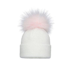 Pom Pom Envy Baby Knit Single Hat White Pink