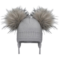Pom Pom Envy Double Cable Hat Grey