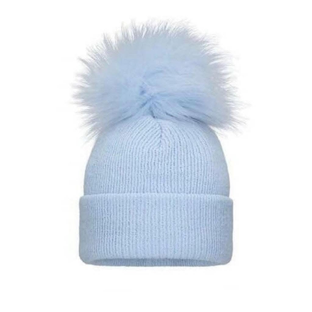Pom Pom Envy Baby Knit Single Pom Hat Blue