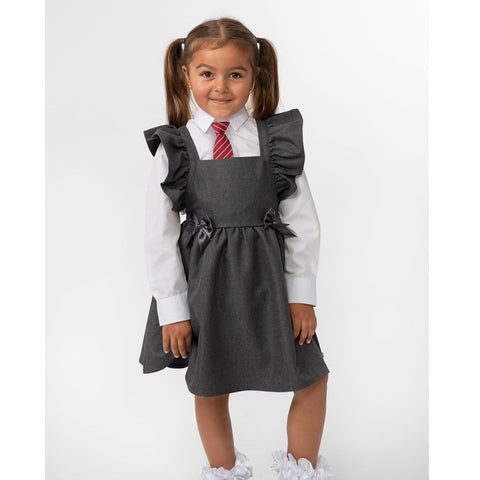 Caramelo Flared Pinafore with Bow Grey
