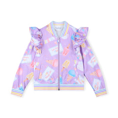 ADEE Pastel Parlour Complete the look with The Stephanie all over printed Ice Cream bomber.
