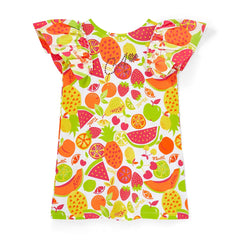 ADEE Tutti Frutti Print Dress with Contrast Bow