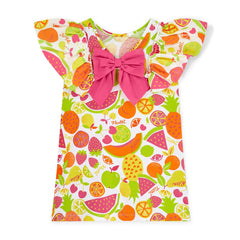 ADEE Tutti Frutti Print Dress with Contrast Bow