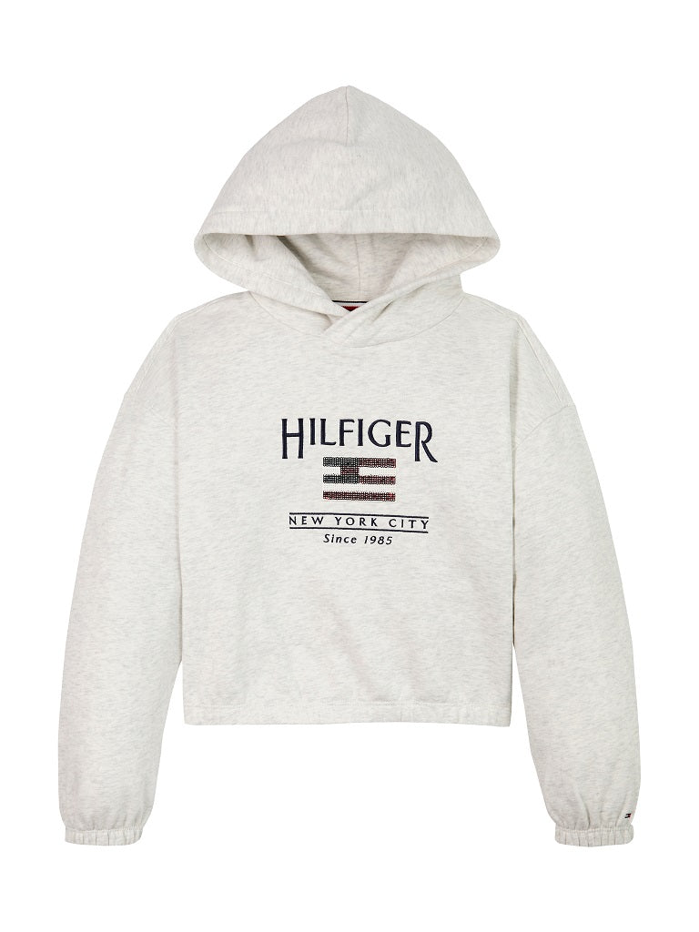 HILFIGER Girls Sequins Flag Hoodie Snow White