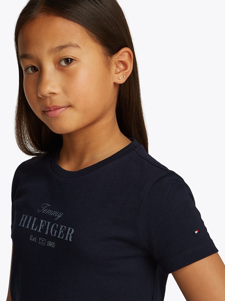 TOMMY Girls Gliiter Script T-Shirt Navy TOMMY Girls Gliiter Script T-Shirt Navy