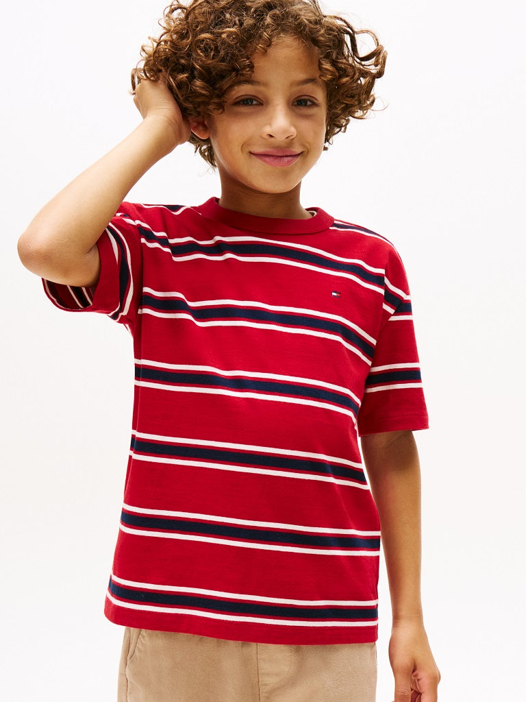 TOMMY HILFIGER Cotton Stripe T-Shirt Red TOMMY HILFIGER Cotton Stripe T-Shirt Red