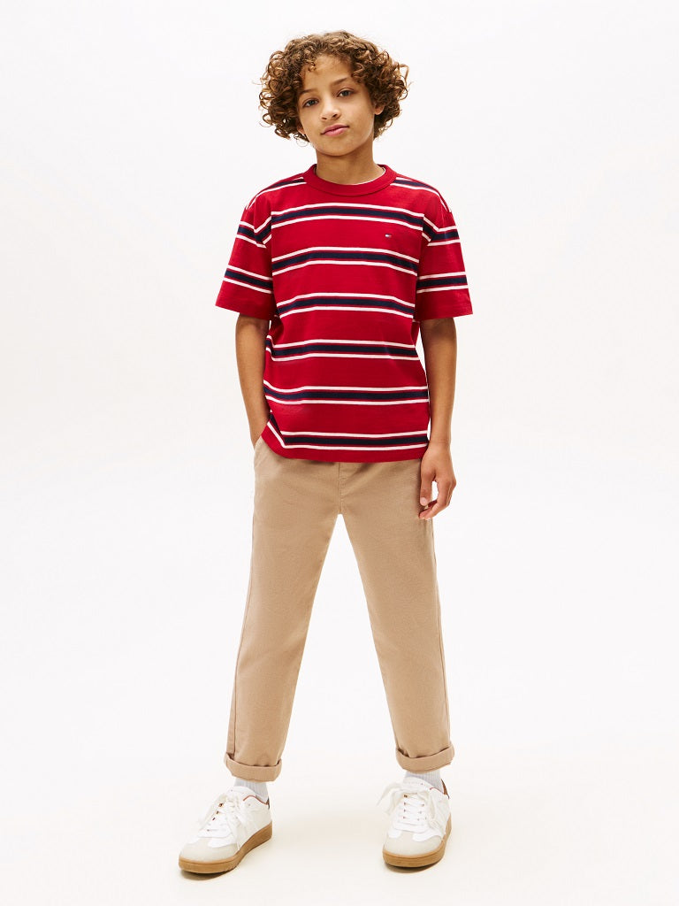 TOMMY HILFIGER Cotton Stripe T-Shirt Red TOMMY HILFIGER Cotton Stripe T-Shirt Red