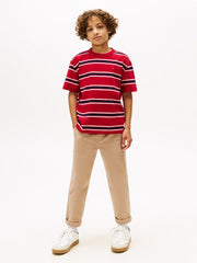 TOMMY HILFIGER Cotton Stripe T-Shirt Red