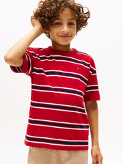 TOMMY HILFIGER Cotton Stripe T-Shirt Red
