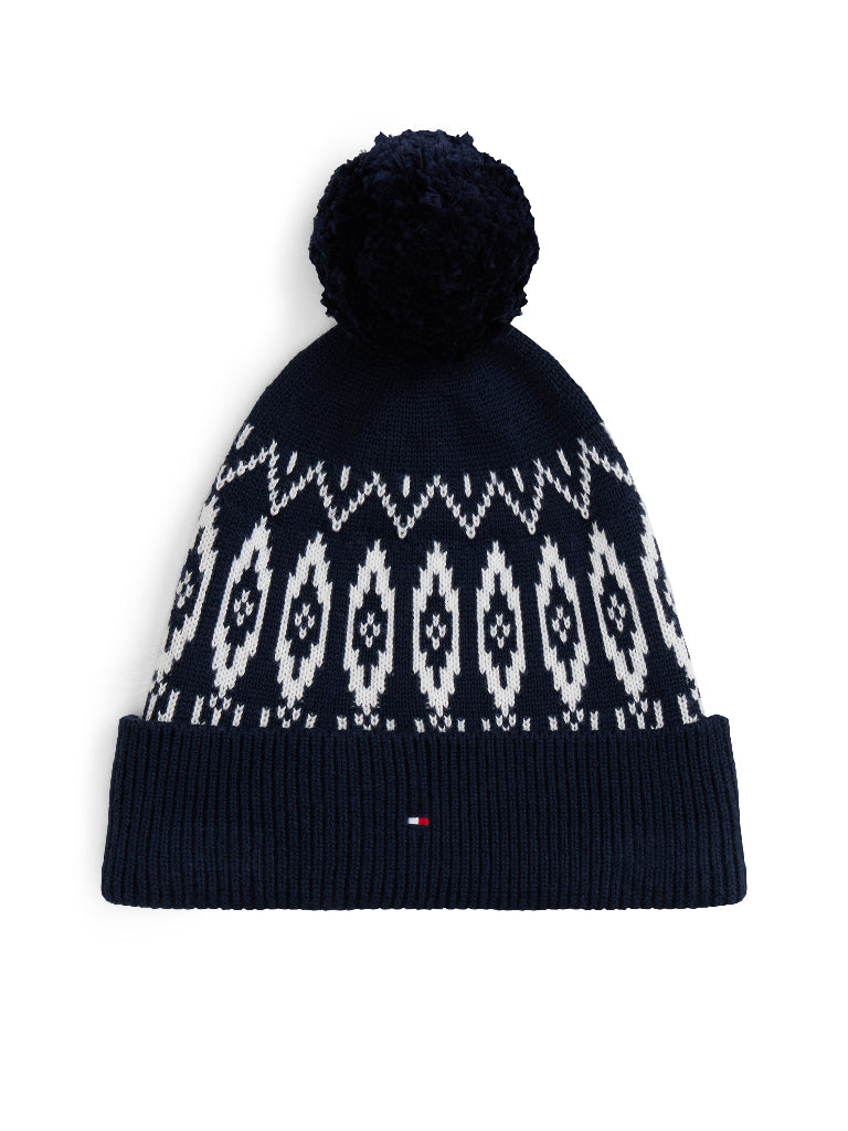 TOMMY HILFIGER Black Fairisle Beanie