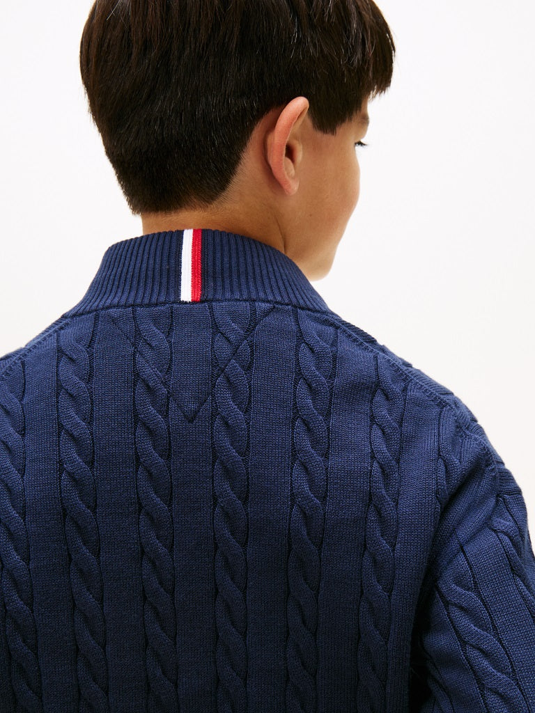 TOMMY HILFIGER Kids  Cotton Cable Half Zip Sweater Navy TOMMY HILFIGER Kids  Cotton Cable Half Zip Sweater Navy