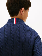 TOMMY HILFIGER Kids  Cotton Cable Half Zip Sweater Navy