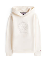 TOMMY HILFIGER Kids Crest Emb Graphic Hoodie. Ivory Silk