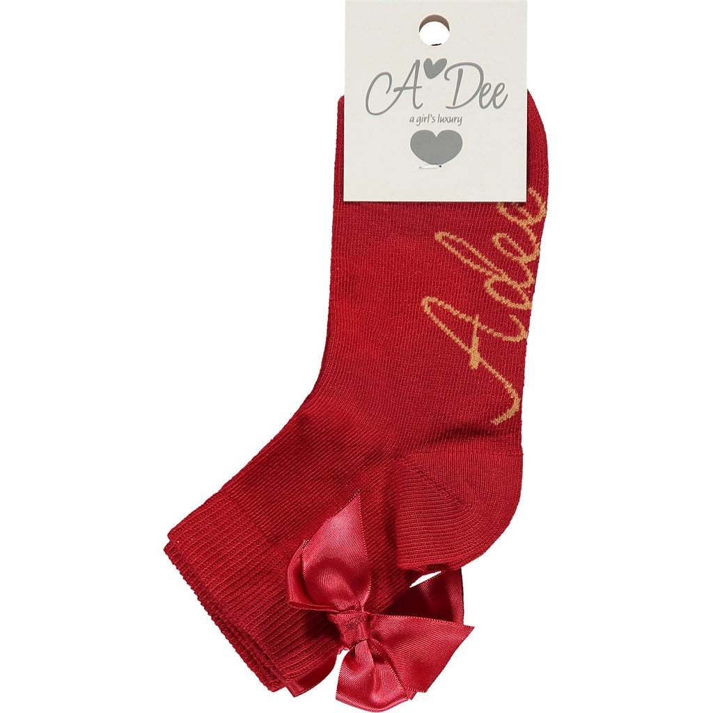 ADEE Queen Bow Ankle Socks Red ADEE Queen Bow Ankle Socks Red