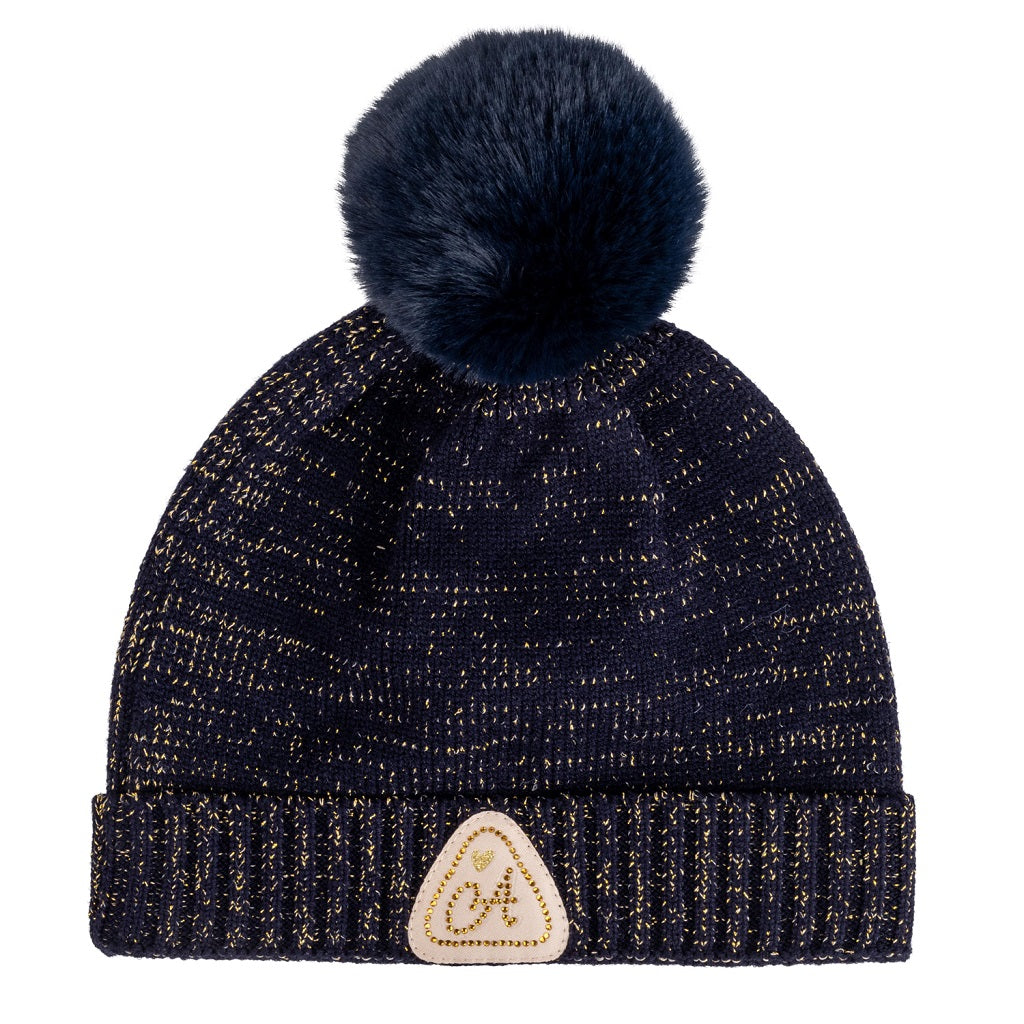 ADEE Rani Knitted Pom Pom Hat Navy ADEE Rani Knitted Pom Pom Hat Navy