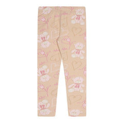 ADEE Summer Teddy Print Bow Legging Set Beige
