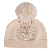 ADEE Sabrina Knitted Pom Teddy Hat Beige