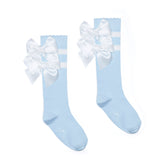 ADEE Maeve Knee High Double Bow Socks Blue