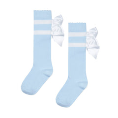 ADEE Maeve Knee High Double Bow Socks Blue