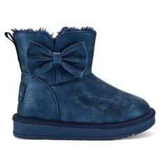 ADEE Bowtiful Faux Suede Boots Navy