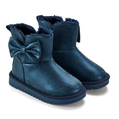 ADEE Bowtiful Faux Suede Boots Navy