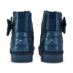 ADEE Bowtiful Faux Suede Boots Navy