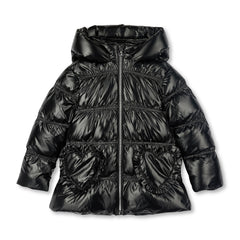 ADEE BTS The Luna padded jacket features cute heart shaped pockets on the front and diamante badge on one sleeve. Complete with full hood and branded zip fastening. Black