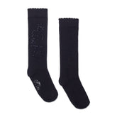 ADEE Complete your back to school outfit with the Seren knee high socks. Featuring a sparkling diamante logo on each side. Black