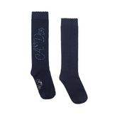 ADEE Complete your back to school outfit with the Seren knee high socks. Featuring a sparkling diamante logo on each side. Dark Navy