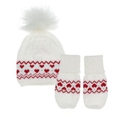 Girls Fairisle Heart Knit Set Hat & Mitts