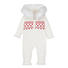 Mini Knitted Heart Fairisle Zip Romper