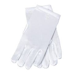 White Satin Gloves with Pearl Cross