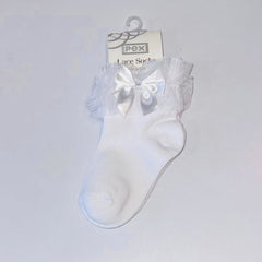 Isla Ankle Bow Socks White
