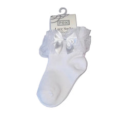 Isla Ankle Bow Socks White