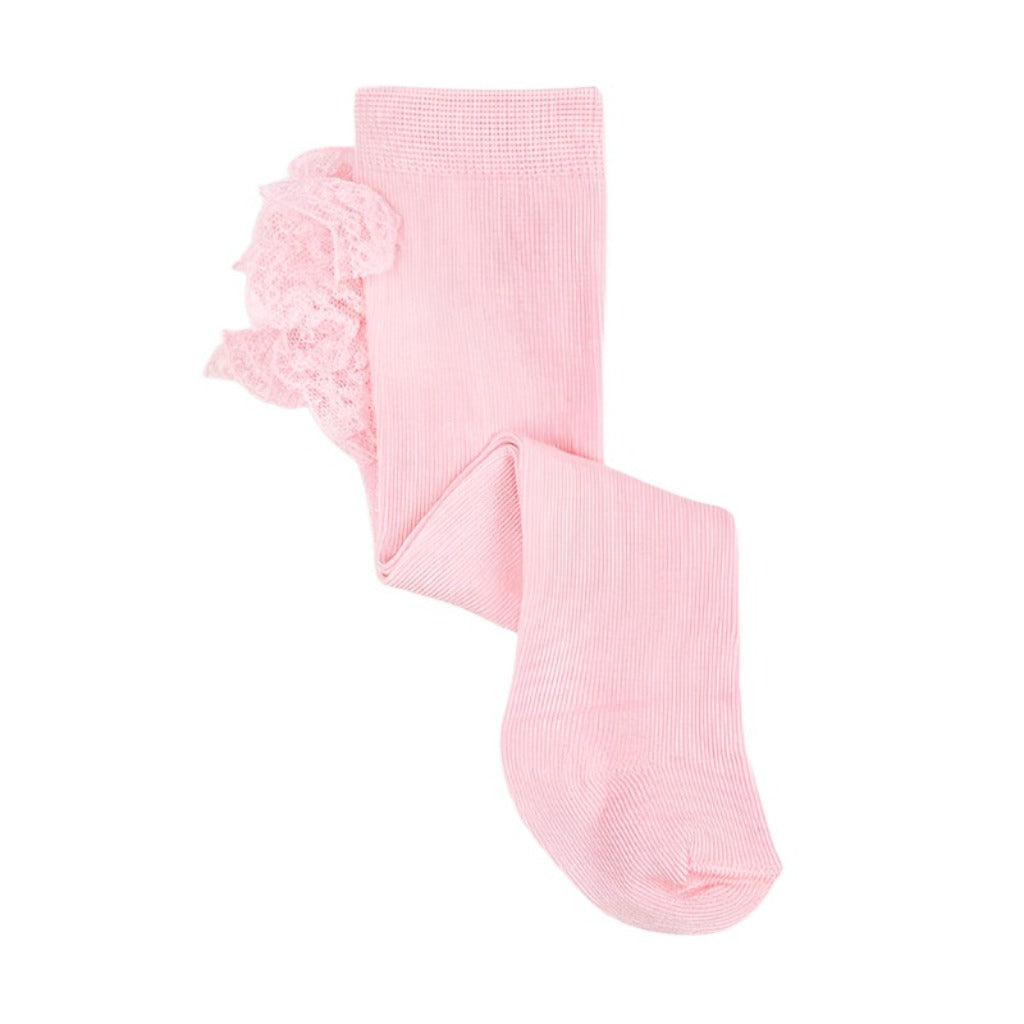 Thick tights with ruffle bum, baby rose.