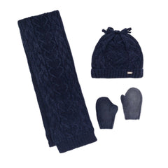 Baby Girls Heart Hat Scarf Set Navy