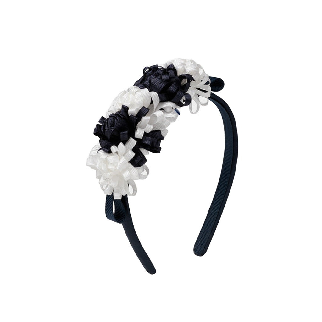 Baby Girls Flowers Headband Navy