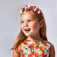 Girls Flowers Headband Persimmon