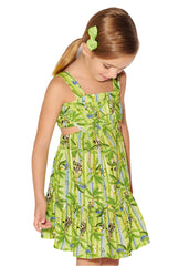 Girls Patterned Dress Lime