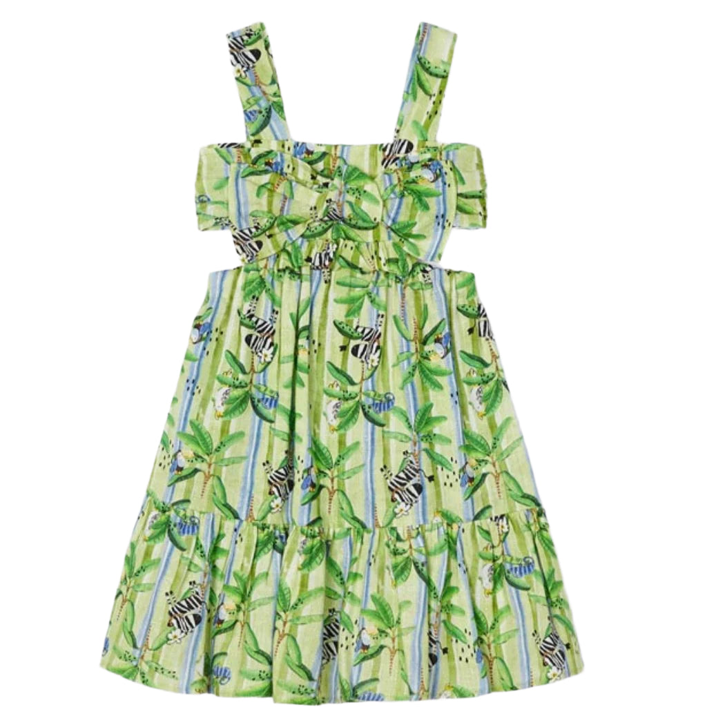 Girls Patterned Dress Lime