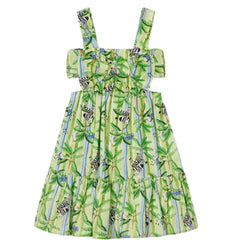 Girls Patterned Dress Lime