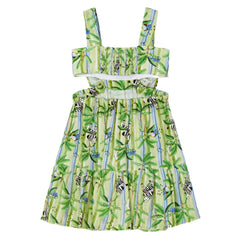 Girls Patterned Dress Lime
