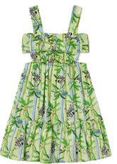 Girls Patterned Dress Lime