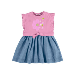 Mayoral Girls Combined Floral Dress Mauve