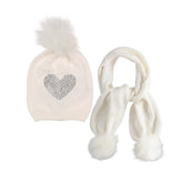iDO Baby Girls Diamante Hat Scarf Set Cream